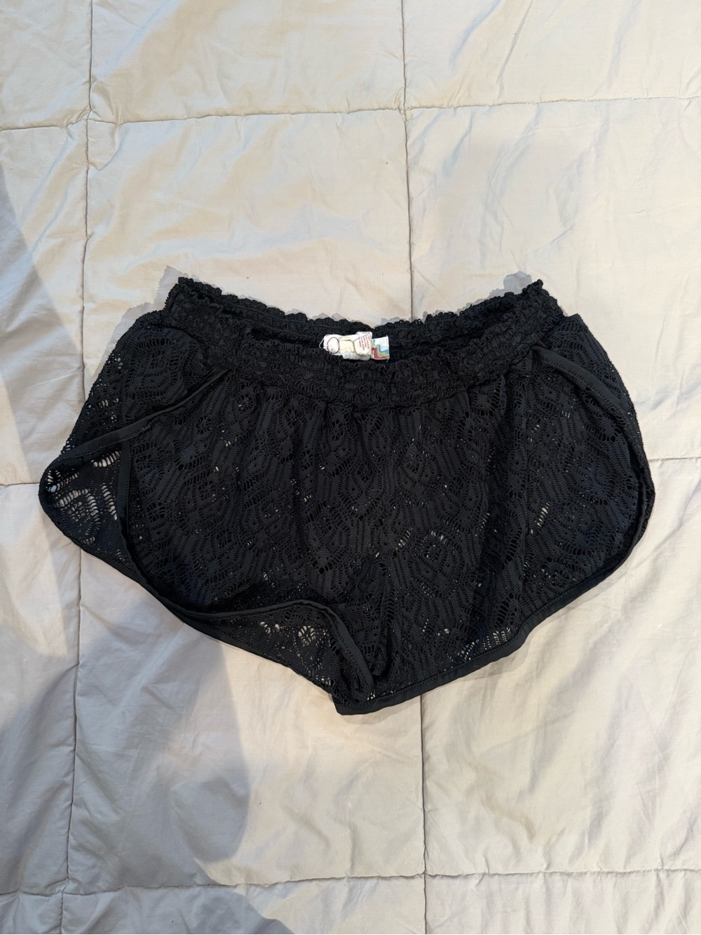 Black Crochet Lace Overlay Shorts